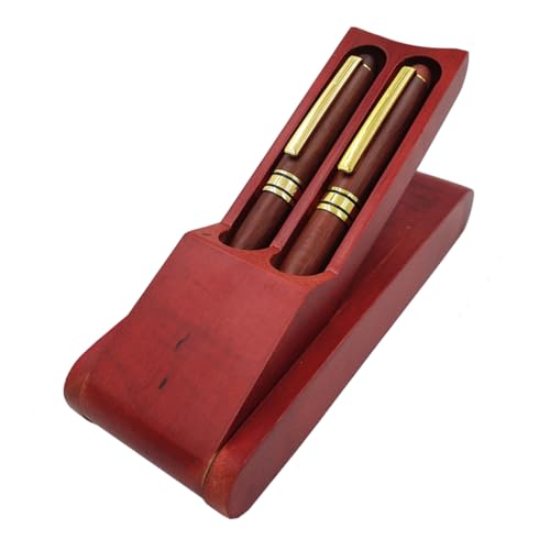 SEWACC Box Federmäppchen Set Füllfederhalter Etui Rustikal Vintage Ausgefallener Stift Vintage Signatur Stift Jumbo Point Lineal Schreibwaren Gelstift Spezieller Vintage Stifthalter Rot von SEWACC