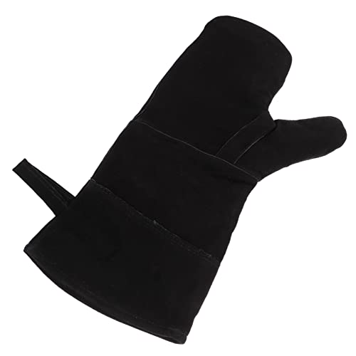 SEWACC Isolierte Grillhandschuhe Feuerfeste Handschuhe Grillzubehör Arbeiten Backhandschuhe Widerstandsfähige Handschuhe Grills Küchenhandschuhe Schweißhandschuhe Ofenhandschuh Groß Black von SEWACC