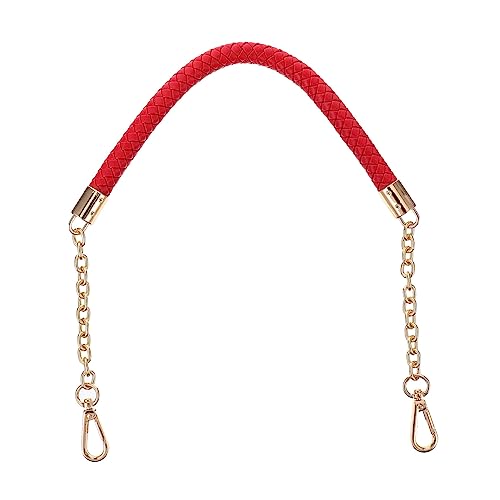 SEWACC Metallkettenkopf Kurzer Riemen Sling Bag Für Handtaschengurte Schultertasche DIY Zubehör Taschengurt Lederersatzgurt Webgurt Mit Kette DIY Beutelgurt Pu Leder Rot von SEWACC
