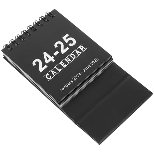 SEWACC Mini-Tischkalender Januar 2024 Bis Juni 2025 Mini-Kalender Zum Stehen Flip-Desktop-Kalender 2024 Kleiner Desktop-Kalender Tagesplan Jahreskalender Organizer Für Heimbüro Schwarz von SEWACC