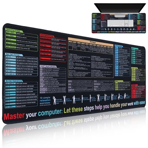 SEWACC Tastatur-Mauspad Excel-Spickzettel Schreibtischunterlage Große rutschfeste Computer-Schreibtischmatte Für Die Analyse Von Buchhaltungsdaten von SEWACC