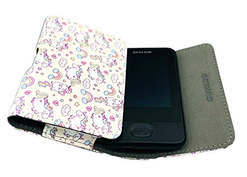 SEWAS Diabetic Care, Tasche für das DEXCOM G6, Gürteltasche Blutzuckermessgerät, Diabetikertasche, Schutzcase Creme Weiß mit Einhorn Motiven von SEWAS Diabetic Care