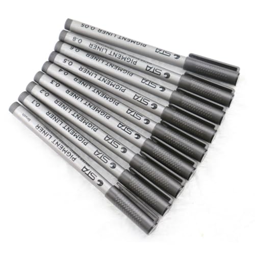 SEWOART 1 Satz 9-teilig Handgezeichneter Stifthakenlinie Strichstift Künstlerillustrationsstift Pigment-liner Studenten Handgeschriebener Stift von SEWOART