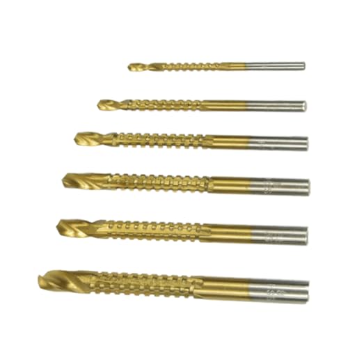 SEWOART 6Stücke Teiliges Hochgeschwindigkeits Stahlspiralbohrer Kompatibel Mit Gängigen Bohrmaschinen Präzise Metallbohrer Für Goldene Oberfläche von SEWOART