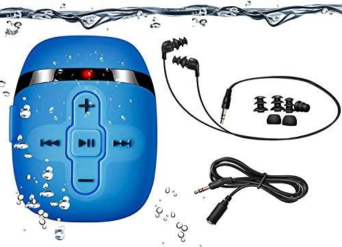 HiFi Sound Wasserdichter MP3 Player zum Schwimmen und Laufen, Unterwasser-Kopfhörer mit kurzem Kabel (3 Arten Ohrhörer), mit Shuffle Funktion von SEWOBYE