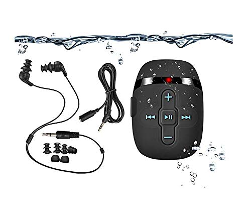 SEWOBYE 8GB Wasserdichter MP3 Player zum Schwimmen und Laufen mit 16 Stunden Spielzeit, MP3 Player Wasserdicht mit Unterwasser Kopfhörer (3 Arten Ohrhörer), mit Shuffle Funktion von SEWOBYE
