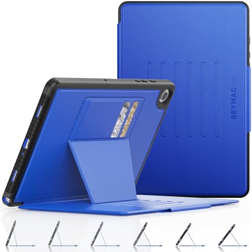 SEYMAC stock Hülle für Samsung Galaxy Tab A9 Plus/ A9+ 11 Zoll, Stoßfeste Hülle mit [Mehreren Winkeln] Verstellbarem Ständer & Kartensteckplätze, Auto Schlaf/Aufwach, Galaxy Tab A9 Plus Hülle, Blau von SEYMAC stock