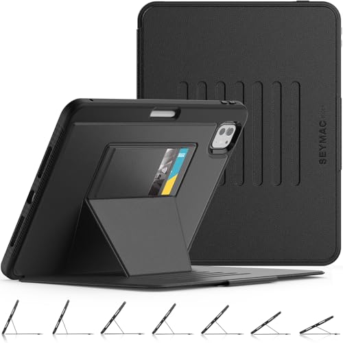 SEYMAC stock Hülle für iPad Pro 11 Zoll 2024 (M4, 5. Generation), Stoßfeste Hülle mit Stifthalter, [Mehrere Winkel] Magnetischer Ständer & Kartensteckplatz, Auto Schlaf/Aufwach Smart Hülle, Schwarz von SEYMAC stock