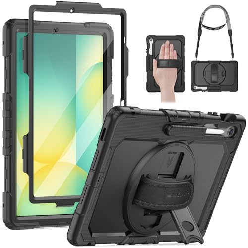 SEYMAC Hülle für Samsung Galaxy Tab S10 FE+ Plus 13,1 Zoll 2025, Stoßfest Hülle mit Stifthalter, Displayschutzfolie, 360 Drehbarem Ständer, Handschlaufe und Verstellbarem Schultergurt, Schwarz SEYMAC Hülle für Samsung Galaxy Tab S10 FE+ Plus 13,1 Zoll 2025, Stoßfest Hülle mit Stifthalter, Displayschutzfolie, 360 Drehbarem Ständer, Handschlaufe und Verstellbarem Schultergurt, Schwarz von SEYMAC