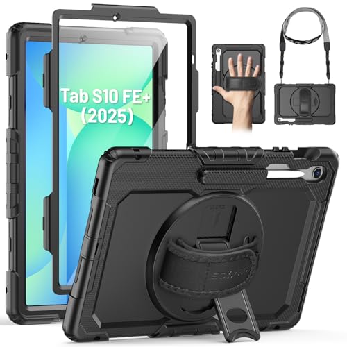 SEYMAC Schutzhülle für Samsung Galaxy Tab S10 FE+/ S10 FE Plus 5G 13,1 Zoll 2025, strapazierfähig, stoßfest, mit Displayschutzfolie, Ständer, Hand-/Schultergurt und Stifthalter, Schwarz SEYMAC Schutzhülle für Samsung Galaxy Tab S10 FE+/ S10 FE Plus 5G 13,1 Zoll 2025, strapazierfähig, stoßfest, mit Displayschutzfolie, Ständer, Hand-/Schultergurt und Stifthalter, Schwarz von SEYMAC