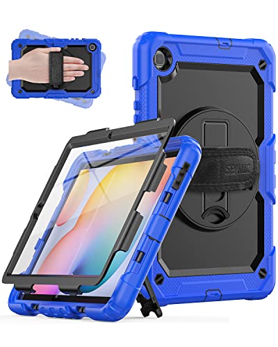 SEYMAC Schutzhülle für Samsung Galaxy Tab S6 Lite 26,4 cm (10,4 Zoll) Tablet 2020 (SM-P610/P615), um 360° drehbare Handschlaufe Hülle mit Displayschutzfolie/Stifthalter SM-P610/P615, schwarz/blau von SEYMAC