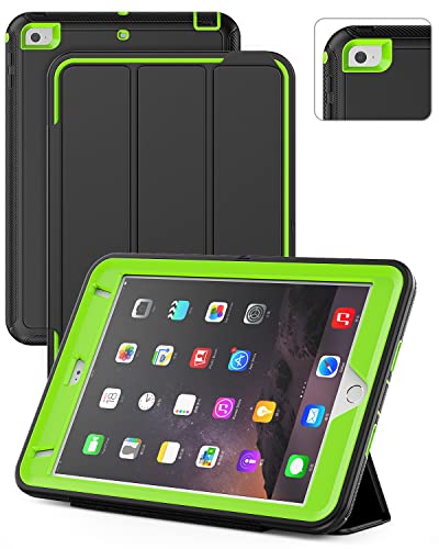 SEYMAC Schutzhülle für iPad Mini 4/5, dreilagiger Schutz vor Stürzen, robust, mit Standfunktion, magnetischem Smart Wake/Sleep-Cover für iPad Mini 4. / 5. Generation (schwarz/grün) von SEYMAC