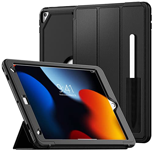 SEYMAC Schutzhülle für iPad 7. Generation 2019, robust, stoßfest, mit Apple Stifthalter, Multi-Winkel-Aufstellfunktion, für iPad 10.2 7. Generation 2019 schwarz Schwarz iPad 7th Gen 10.2 inch 2019 von SEYMCY