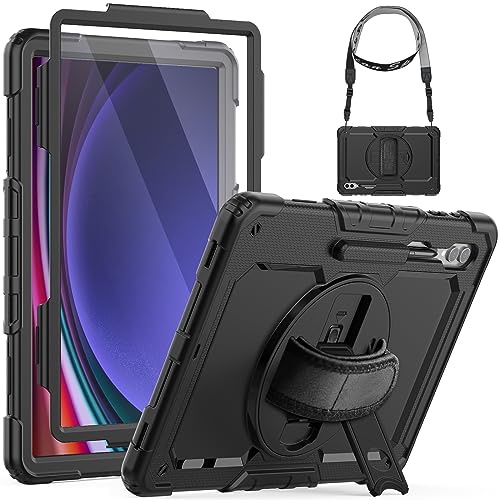 SEYMCY für Samsung Galaxy Tab S9 Ultra Hülle 14,6 Zoll 2023 (SM-X910/X916B/X918U), Stoßfeste Hülle mit Displayschutzfolie, Ständer/Handschlaufe, Schultergurt, Samsung S9 Ultra Tablet Hülle 14,6 Zoll, von SEYMCY