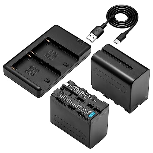 NP-F970 Akku (7800 mAh 2-Pack) und Ladegerät-Set, kompatibel mit Sony NP-F930 NP-F950 NP-F960 Akku und Sony CCD-SC55, TR516, TR716, TR818, TR910, TR917 von SEYRLMK