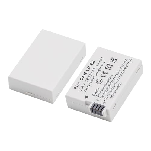 SEYRLMK 7.4V 1800mAh Ersatz Lithium ion 2X Akku Batterie kompatibel mit Canon LP-E8 und Canon EOS 700D 650D 600D 550D T2i T3i T4i X4 X5 X6 LPE8 (2 Pack) von SEYRLMK