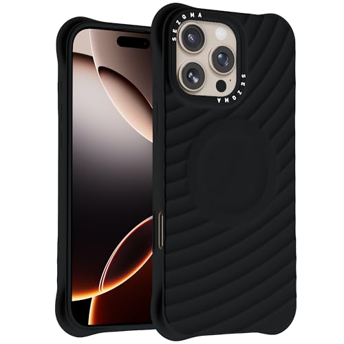 SEZQMA Minimalistische Hülle für iPhone 16 Pro Max – Flüssigsilikon-Bumper mit magnetischem Ladefunktion, stoßfestes Wellendesign, 2-facher MIL-STD-Fallschutz, Samtgefühl, schlank & elegant, Schwarz SEZQMA Minimalistische Hülle für iPhone 16 Pro Max – Flüssigsilikon-Bumper mit magnetischem Ladefunktion, stoßfestes Wellendesign, 2-facher MIL-STD-Fallschutz, Samtgefühl, schlank & elegant, Schwarz von SEZQMA