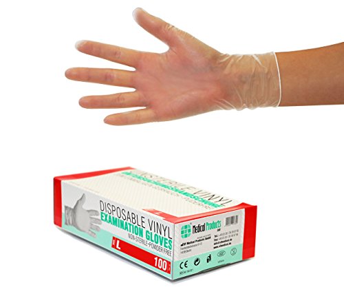 Vinylhandschuhe 1000 Stück 10 Boxen (L, Transparent) Einweghandschuhe, Einmalhandschuhe, Untersuchungshandschuhe, Vinyl Handschuhe, puderfrei, ohne Latex, unsteril, latexfrei, disposible gloves von SF Medical Products GmbH