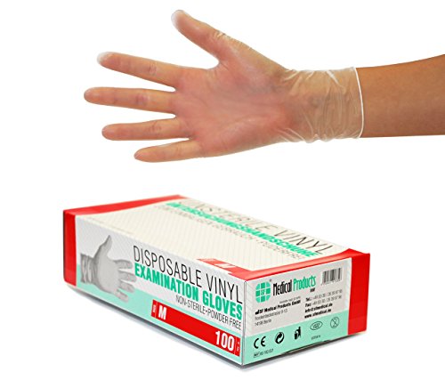 Vinylhandschuhe 1000 Stück 10 Boxen (M, Transparent) Einweghandschuhe, Einmalhandschuhe, Untersuchungshandschuhe, Vinyl Handschuhe, puderfrei, ohne Latex, unsteril, latexfrei, disposible gloves von SF Medical Products GmbH