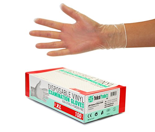 Vinylhandschuhe 1000 Stück 10 Boxen (XL, Transparent) Einweghandschuhe, Einmalhandschuhe, Untersuchungshandschuhe, Vinyl Handschuhe, puderfrei, ohne Latex, unsteril, latexfrei, disposible gloves von SF Medical Products GmbH