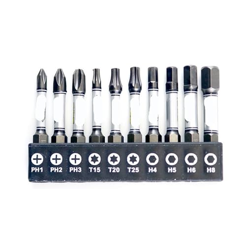 50 mm Schraubendreher-Bit-Set, 1/4 Zoll Schlagbohrkopf, Sechskant-Kreuzkopf, Pflaumenblütenkopf, magnetische Manipulationsbits, 1 Stück(Mix Set) von SFYMORHE