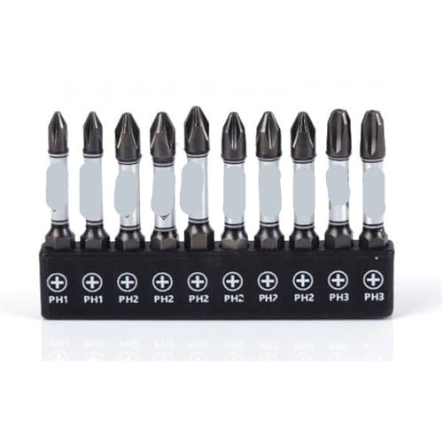 50 mm Schraubendreher-Bit-Set, 1/4 Zoll Schlagbohrkopf, Sechskant-Kreuzkopf, Pflaumenblütenkopf, magnetische Manipulationsbits, 1 Stück(Phillips Set) von SFYMORHE
