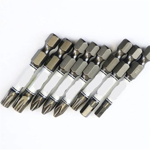 Bit 50 mm magnetische Schraubendreher-Schraube, 1/4 Zoll Sechskantschaft, Bohrkopf, elektrischer Schlagschrauber, Reparaturwerkzeug, 10 Stück (TORX) von SFYMORHE