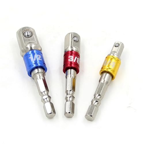 Stecknuss Adapter für Bohrmaschine, Schlagbohrmaschine, Verlängerung für Bohrer, Größe 1/4, 3/8 und 1/2, 3 Stück (Schwarz) von SFYMORHE