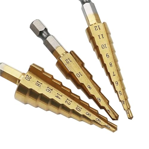 Stufenbohrer, Sechskantbohrer für gerade Nut, Kobaltbeschichtete Fräser, Lochöffner für Metallkern, 3 Stück (1021) von SFYMORHE