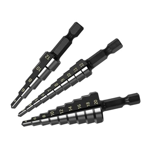 Stufenbohrer Set Nitrid Stufenbohrer Stufenbohrer mit gerader Nut 3-12mm 4-12mm 4-20mm 3-teilig Stufenbohrer Set Nitrid Stufenbohrer Stufenbohrer mit gerader Nut 3-12mm 4-12mm 4-20mm 3-teilig von SFYMORHE