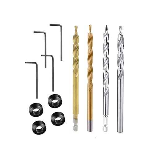Stufenbohrer Spiralbohrer 9/9.5mm mit Stoppfinder 1/4" Sechskant Rund 1 Stück (Hex Shank 9.5mm Gold) von SFYMORHE