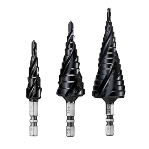 Stufenbohrer beschichtet M35 for Edelstahl, Hartmetall HSS-Co 3 Schneiden Bohrer für Holzbearbeitung, 1 Stück(4-12(5 Schritt)) von SFYMORHE
