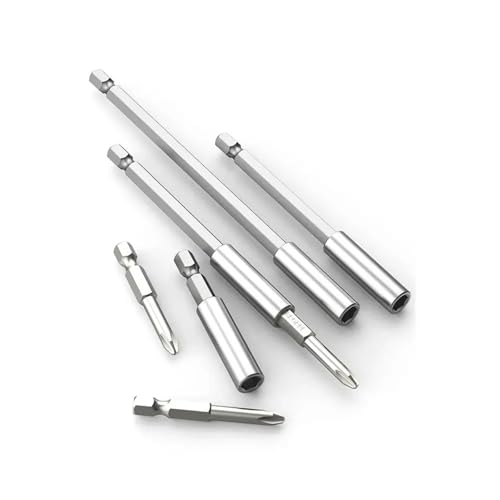 Verlängerungsstangen für Bohrschrauber mit magnetischem Bithalter 1/4 Zoll Sechskant 60/75/100/150 mm, 1 Stück (75 100 150 mm) von SFYMORHE
