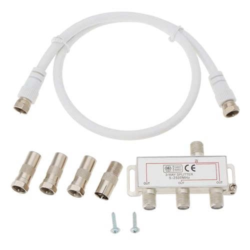 SG Store 3-fach Antennenverteiler Set für Kabelfernsehen DVB-T2 DVBC F Buchse Doaxial Box Fernseher CATV Satelliten DC Pass 3D 4K Digital HD SG Store 3-fach Antennenverteiler Set für Kabelfernsehen DVB-T2 DVBC F Buchse Doaxial Box Fernseher CATV Satelliten DC Pass 3D 4K Digital HD von SG Store