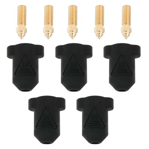 SG Store 5-TLG Set Messingdüsen für 3D-Drucker Schwarzes Silikonsocken-Set Einschließlich 5 0,4-mm-Düsen Und 5 Silikonsocken Kompatibel mit Creality K1/K1 Max von SG Store