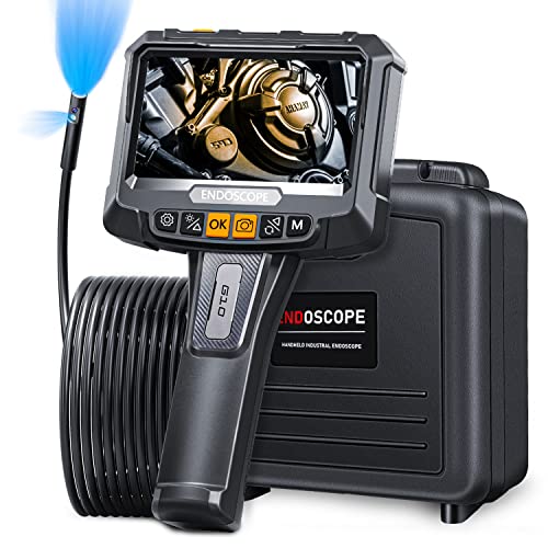 Dual-lens Endoskop Industrie, SGAINUL 5 Zoll IPS Endoskopkamera mit 7 LED-Licht Wasserdichte Schlangenkamera Kanal Endoskop Kamera Inspektionskamera mit 32G TF Karte, Werkzeugkasten - 5M von SGAINUL