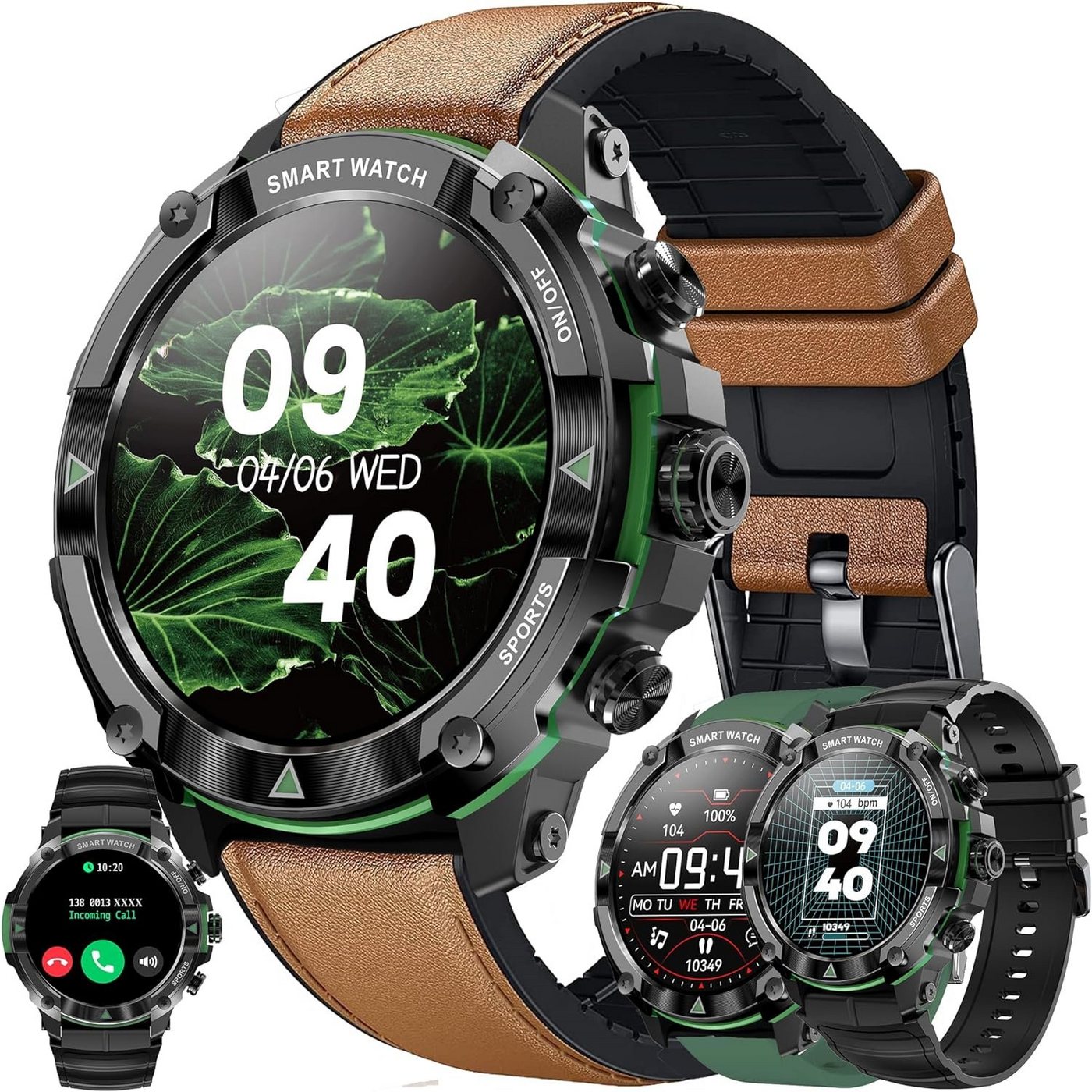 SGDDFIT Smartwatch (1,39 Zoll, Android, iOS), mit Telefonfunktion,Sportuhr, Sportmodi, Blutdruckmessung, Fitnessuhr von SGDDFIT