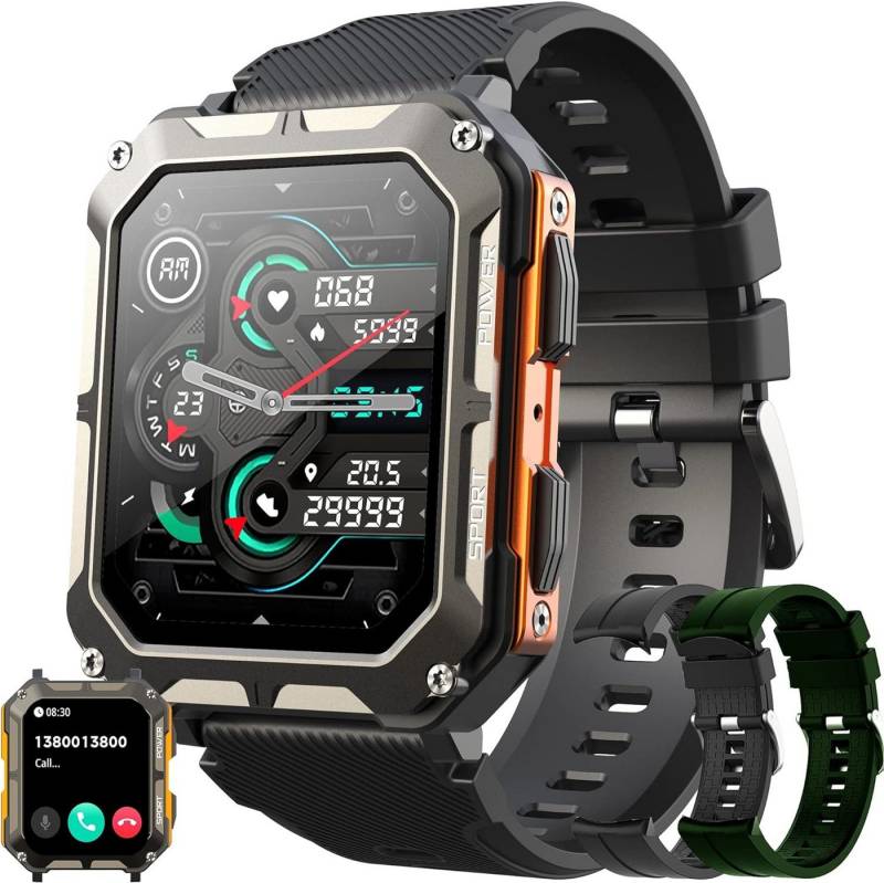 SGDDFIT Smartwatch (1,81 Zoll, Android iOS), Sportuhr mit 123 Sportmodi Blutdruckmessung Herzfrequenz Schrittzähler von SGDDFIT