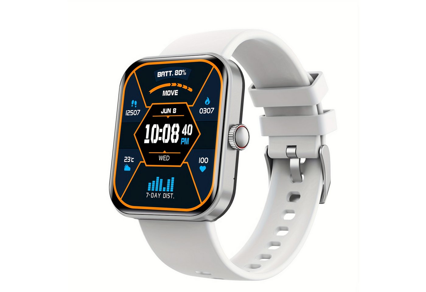 SGDDFIT für Frauen und Männer (Anrufe annehmen/erstellen), Smartwatch (2.01 Zoll, Andriod iOS), mit Fitness-Tracker, Schrittkalorien Multisportmodi/AI-Stimmsteuerung von SGDDFIT