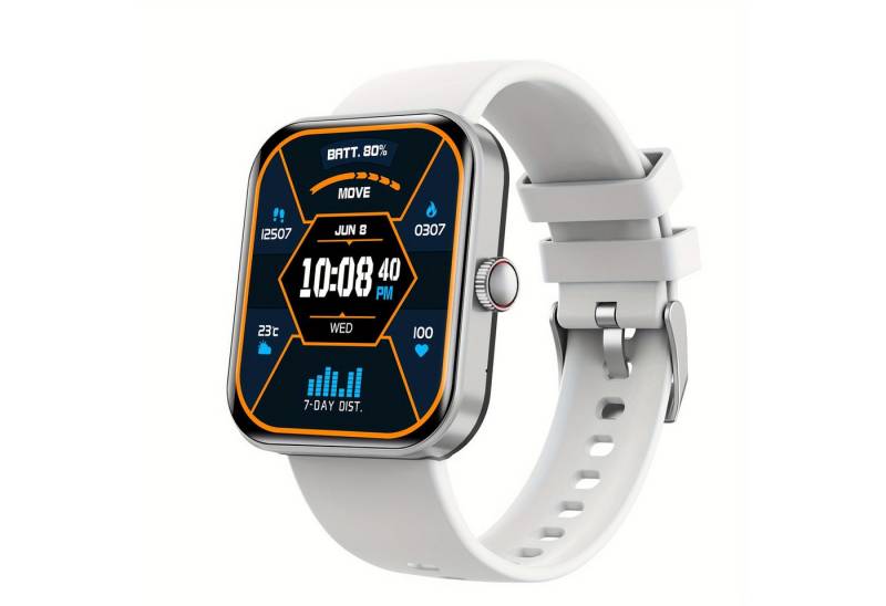 SGDDFIT für Frauen und Männer (Anrufe annehmen/erstellen), Smartwatch (2.01 Zoll, Andriod iOS), mit Fitness-Tracker, Schrittkalorien Multisportmodi/AI-Stimmsteuerung von SGDDFIT