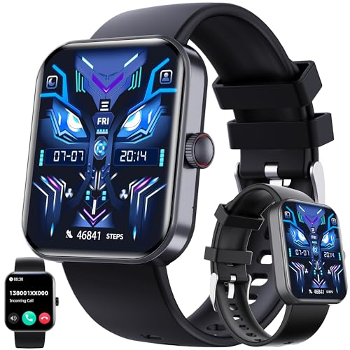 Smartwatch Damen mit Telefonfunktion, 2,02" HD Großer Bildschirm Sportuhr Herren mit Bluetooth Anrufe Fitnessuhr Herzfrequenzmonitor Schlafmonitor Schrittzähler, Smart Watch für iOS Android (Schwarz) von SGDDFIT