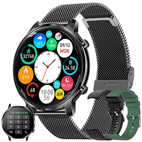 Smartwatch Herren mit Telefonfunktion, 2022 1,32" HD Voll Touchscreen Armbanduhr Damen Smartwatch mit Bluetooth Anruf, IP67 Fitness Tracker SpO2 Pulsuhr Schlafmonitor Kalorien Android iOS (Schwarz) von SGDDFIT