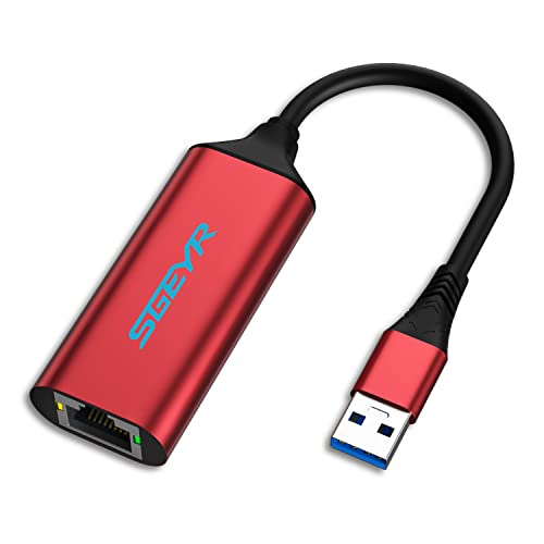 SGEYR USB Netzwerkadapter, Usb Lan Adapter 3.0, Lan Adapter für Ipad, Fire TV Stick Netzwerkadapter, Usb C auf Lan Adapter, Usb Rj45 Adapter, Usb C auf Ethernet Adapter, für MacBook, XPS, Windows, Rot von SGEYR