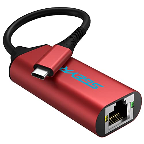 SGEYR USB Type C LAN Adapter, USB Ethernet Adapter, USB C Ethernet Adapter, USB C Ethernet, USB C Netzwerkadapter, USB C Auf Ethernet Adapter, für MacBook Pro, iMac, iPad Pro, Mac OS, Windows, Rot von SGEYR