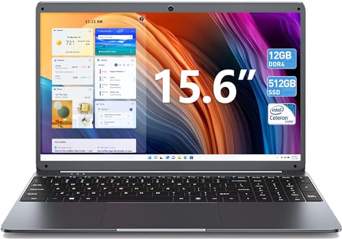 SGIN 39,6 cm (15,6 Zoll) Laptop, 12 GB RAM, 512 GB SSD Notebook, Celeron N5095 Up to 2,9 GHz, FHD 1920 x 1080, 2,4/5,0 G WLAN, 5000 mAh, Bluetooth 4.2, erweiterbarer Speicher 512 GB TF von SGIN