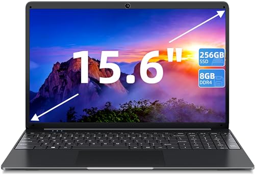SGIN 39,6 cm (15,6 Zoll) Laptop, 8 GB DDR4 256 GB SSD Laptop, Laptop mit Intel Quad Core Prozessor, USB 3.2 x 2, Bluetooth 4.2, 2,4 G/5 G WiFi, IPS HD Display, Akku 54720 mWh von SGIN