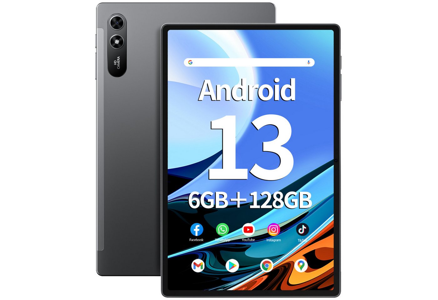 SGIN Dual-Lautsprecher, Leistungsstarker Schnelllade, Bluetooth 5.0, GPS Tablet (10.51", 128 GB, Android 13, 5G, 6200 mAh Akku, 1200 x 1920 FHD, 5 MP + 13 MP Kamera) von SGIN