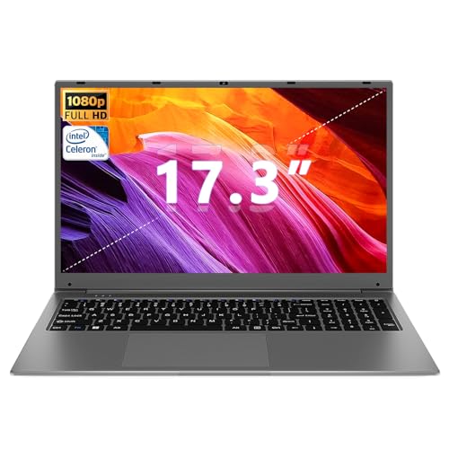 SGIN Laptop 17.3 Zoll, 8 GB RAM 256GB SSD Notebook, Celeron Dual Core, Up to 2,8 GHz, FHD, 2.4/5.0G WiFi Bluetooth 4.2, erweiterbarer Speicher 512 GB TF von SGIN