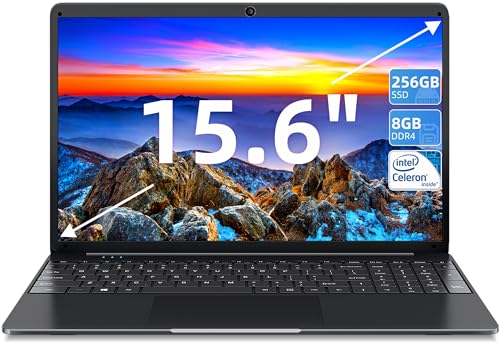 SGIN Notebook, 15,6 Zoll, 256 GB SSD 8 GB RAM, Intel Celeron J4105 Quad-Core Laptop, 2,4/5G WLAN, 1024 GB SSD Expand, 2 USB3.2, Type-C, Membran Französische Tastatur, 54720 mWh Akku von SGIN