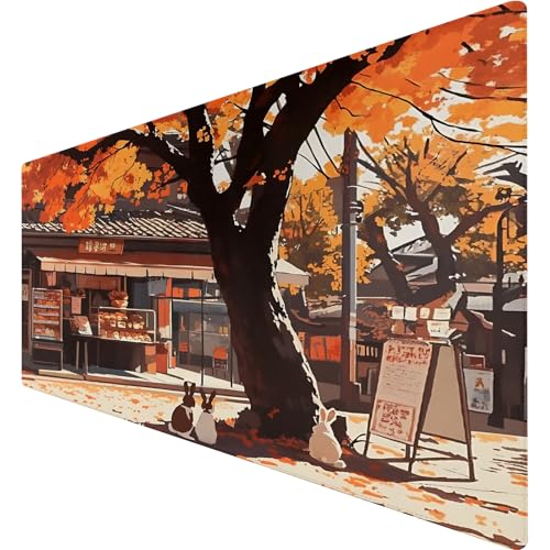 Gaming Mauspad 900x400 mm - rutschfeste Basis, Abriebfester Rand | Schwarze Katze Himmel Meer Muster Design & Hochwertiges Stoffoberfläche, Leicht zu Reinigen Größe Mousepad für Büro/Gamer (8) von SGKITM